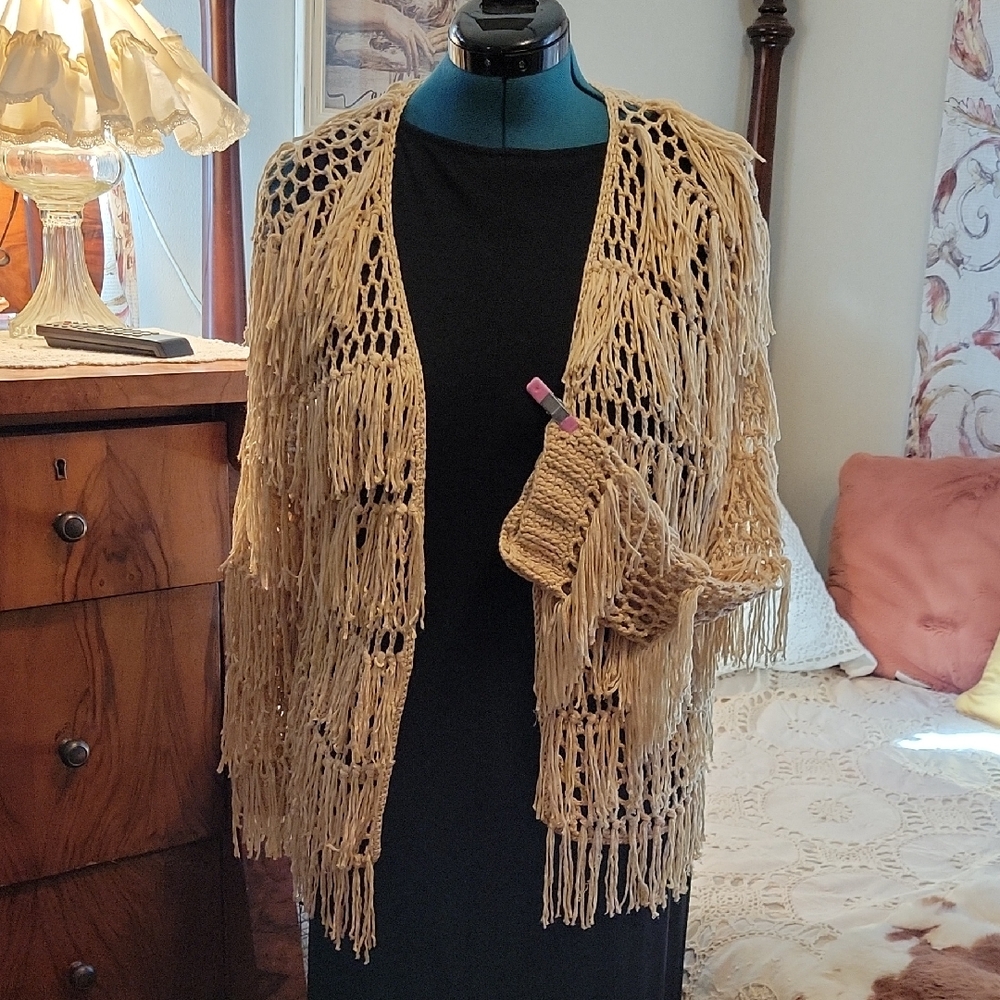 Umgee Beige Open-Knit Cardigan